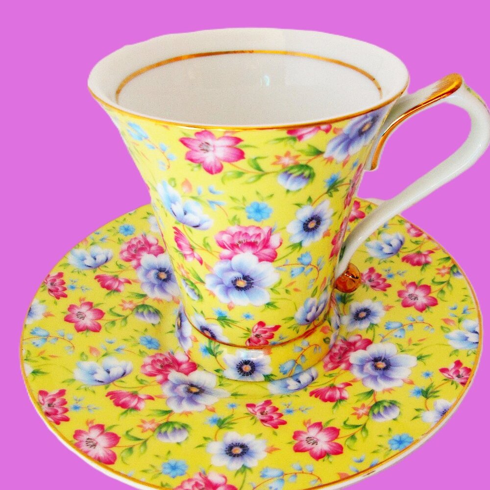 Chintz Home Floral Nantucket(Chelsea look) teacup and saucer set,colorful teacup